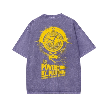 Plutonium Power Front And Back Printing Washed T-shirt