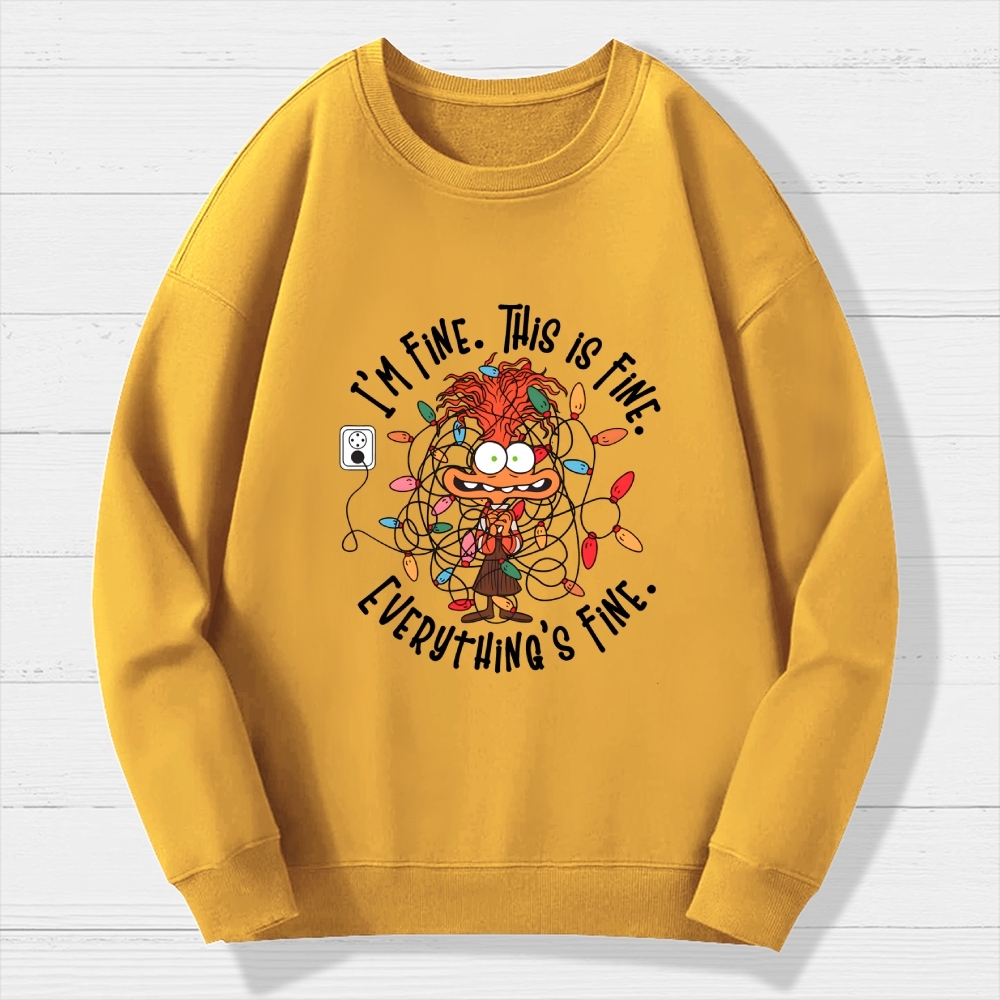 I'm Fine This Is Fine Everything Is Fine Christmas Light Geek Cotton Sweatshirt