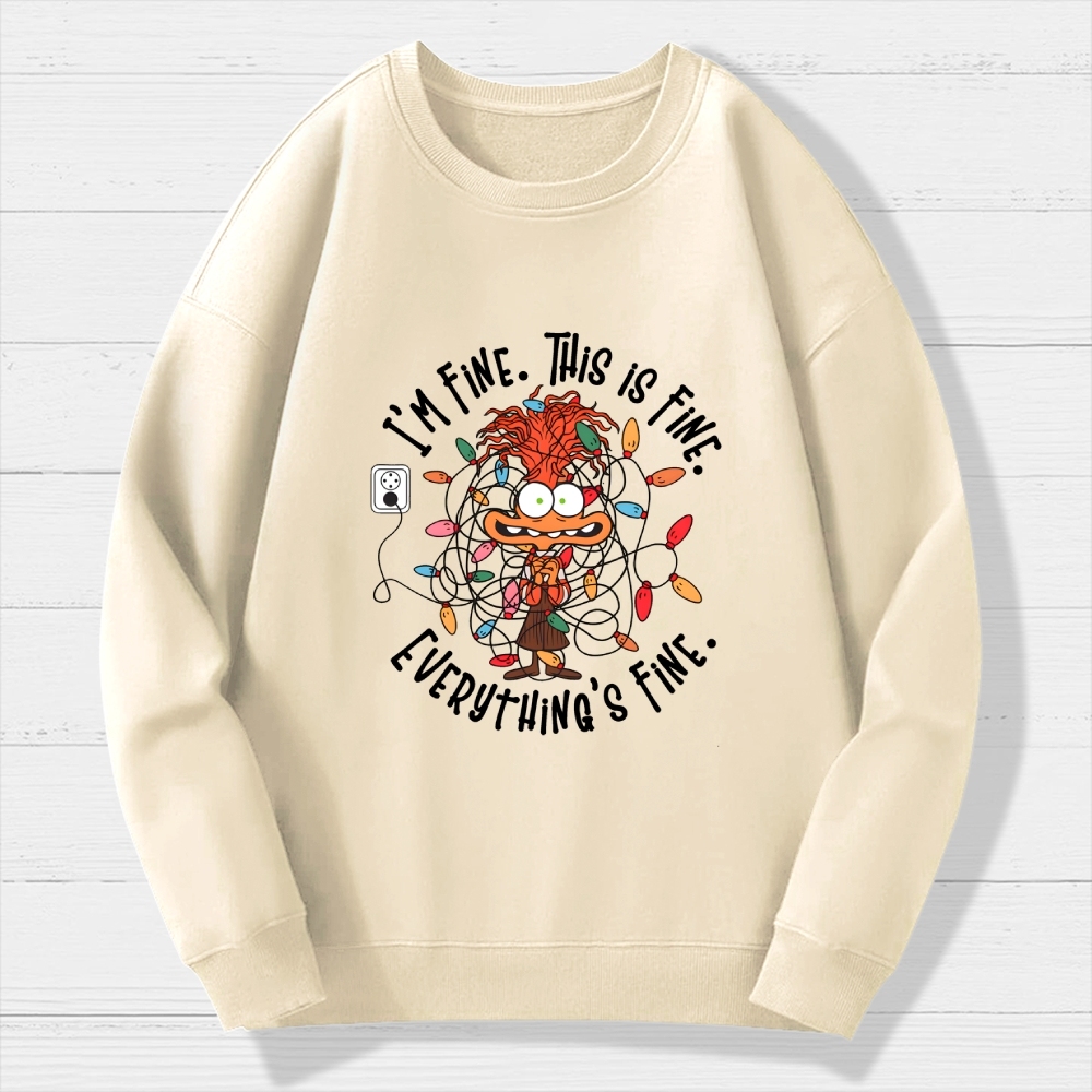 I'm Fine This Is Fine Everything Is Fine Christmas Light Geek Cotton Sweatshirt
