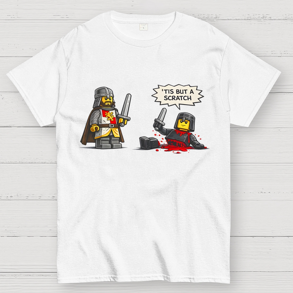 Tis But a Scratch  Medieval Knight Parody  Dark Humor Geek T-Shirt