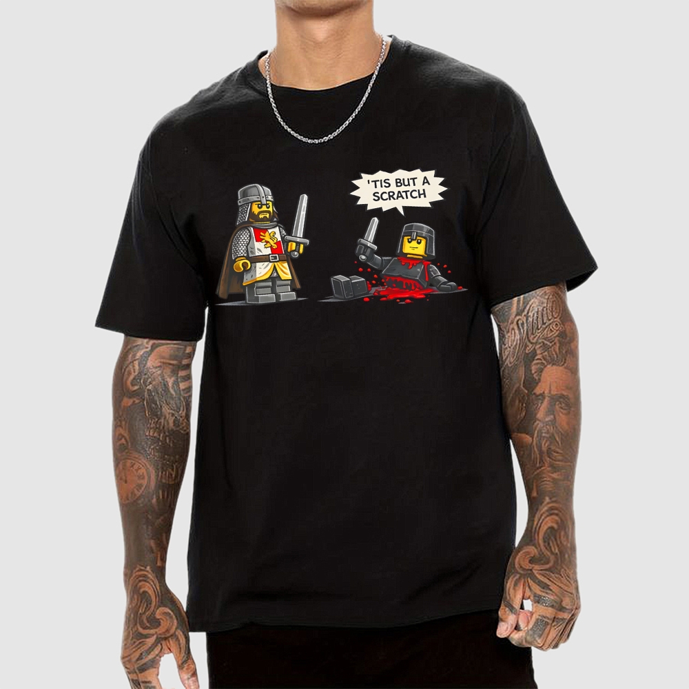 Tis But a Scratch  Medieval Knight Parody  Dark Humor Geek T-Shirt