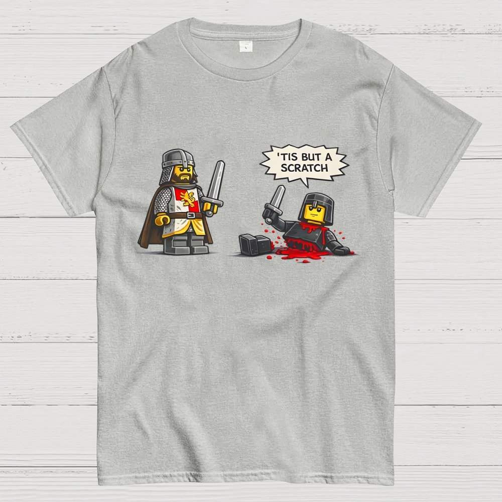 Tis But a Scratch  Medieval Knight Parody  Dark Humor Geek T-Shirt