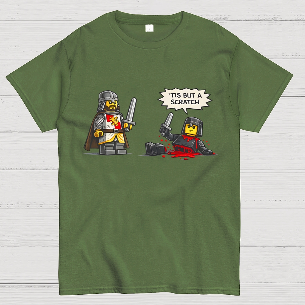 Tis But a Scratch  Medieval Knight Parody  Dark Humor Geek T-Shirt