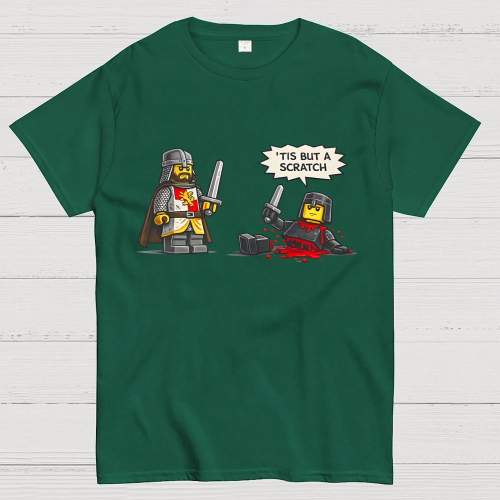 Tis But a Scratch  Medieval Knight Parody  Dark Humor Geek T-Shirt