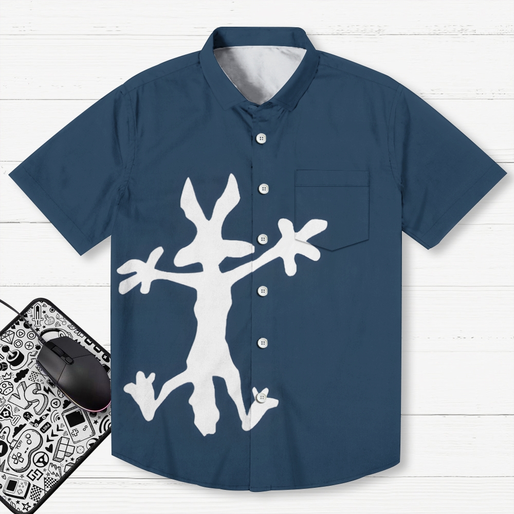 Coyote Splat Hitting Cartoon Print Geek Hawaiian Shirt