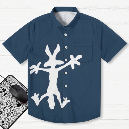 Coyote Splat Hitting Cartoon Print Geek Hawaiian Shirt