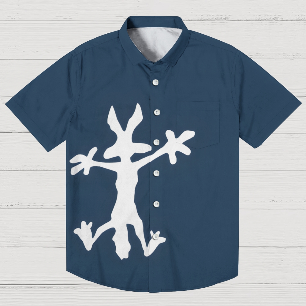 Coyote Splat Hitting Cartoon Print Geek Hawaiian Shirt