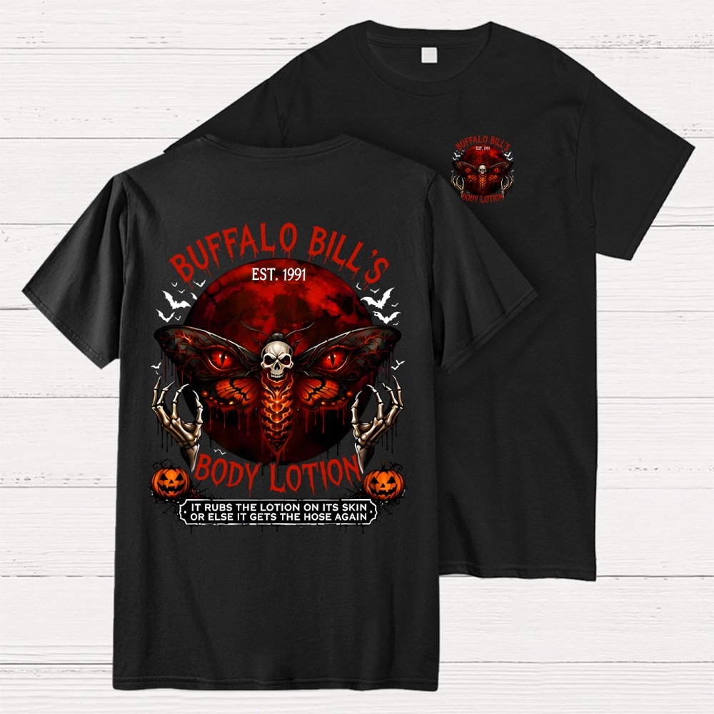 Buffalo Bill's Body Lotion Horror Halloween Front And Back Printing Geek T-Shirt