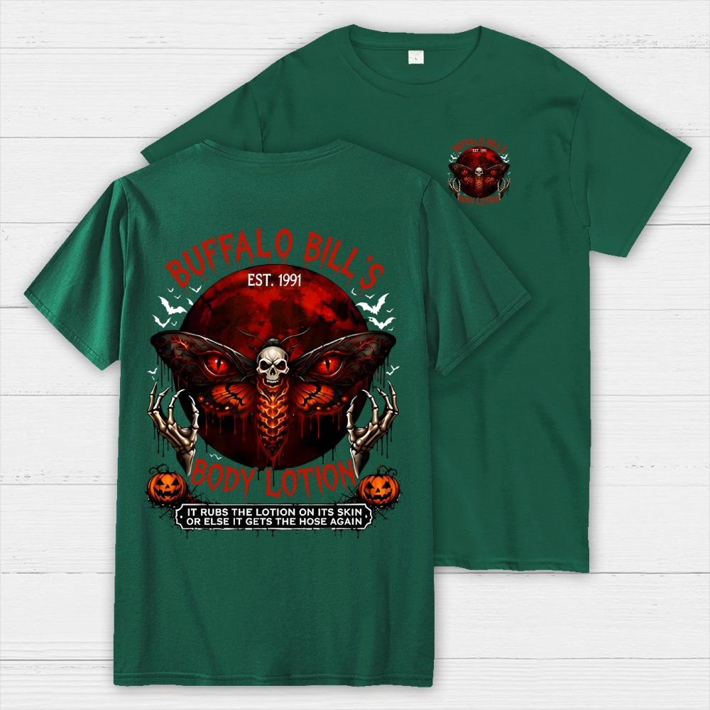 Buffalo Bill's Body Lotion Horror Halloween Front And Back Printing Geek T-Shirt