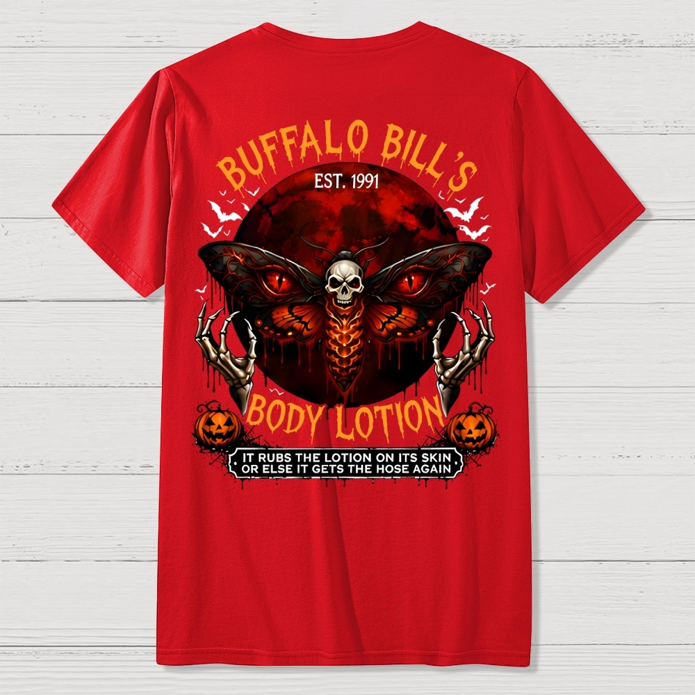 Buffalo Bill's Body Lotion Horror Halloween Front And Back Printing Geek T-Shirt
