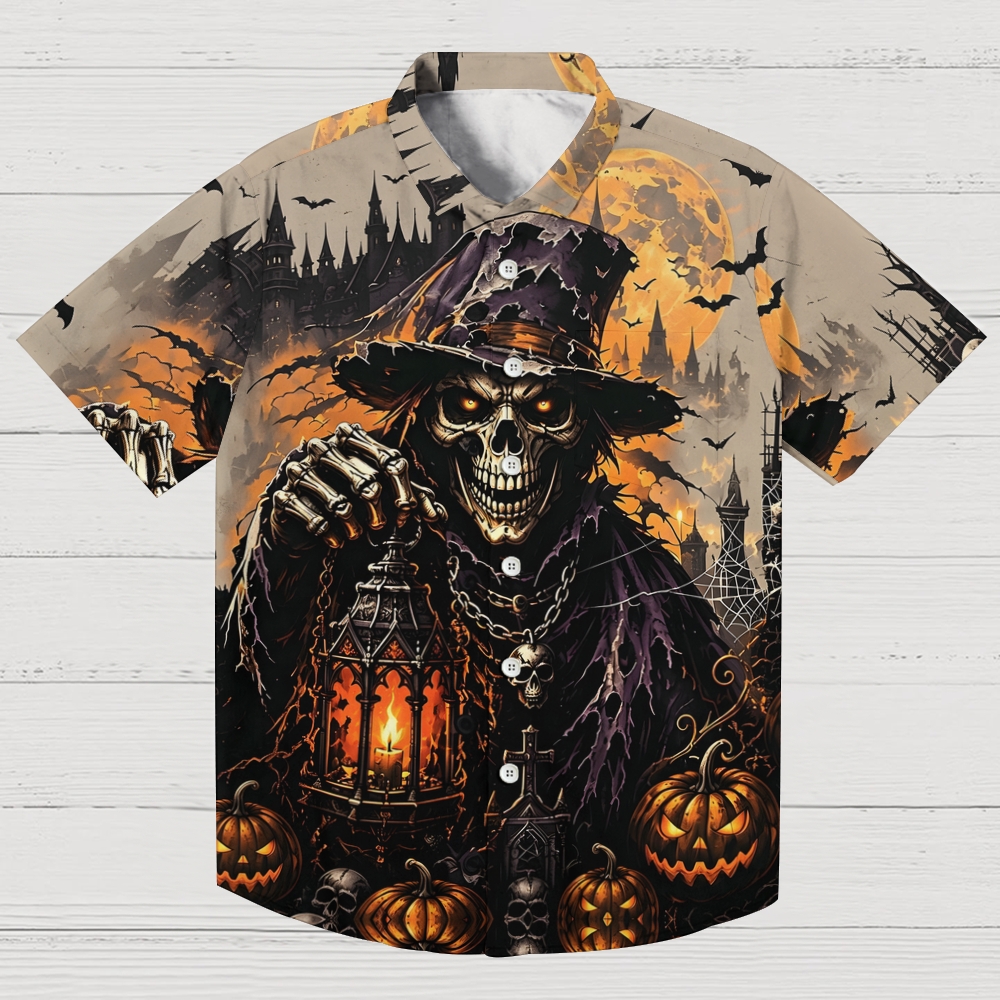 Spooky Halloween Skull Geek Hawaiian Shirt