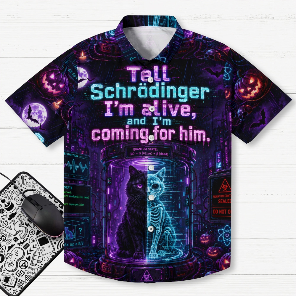 Schrödinger's cat-cyberpunk style Geek Hawaiian Shirt