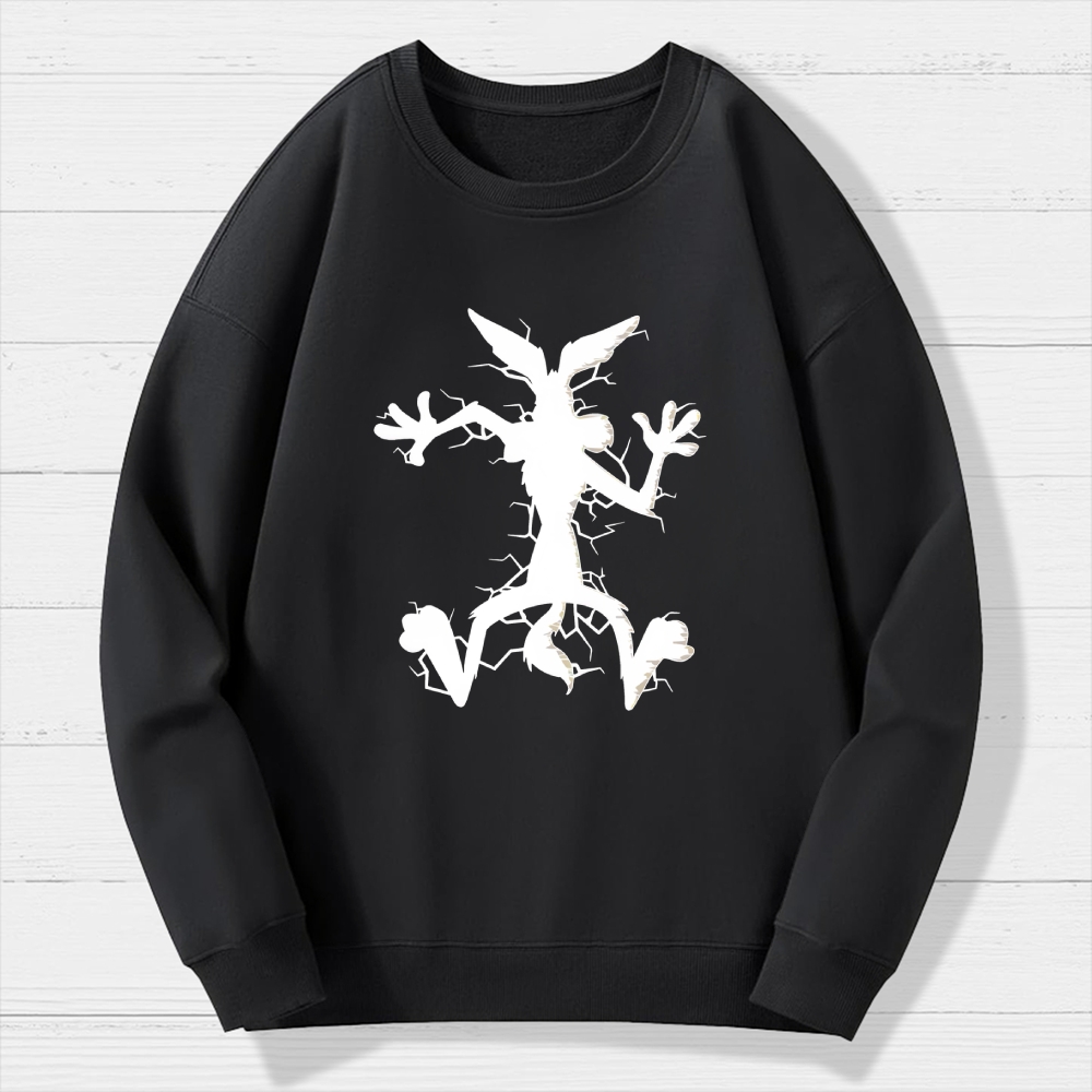 Coyote Splat Hitting Cartoon Print Geek Cotton Sweatshirt