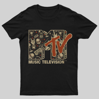 Mademark - MTV Rock n Roll Music Hard Heavy Metal Skull Guitar Vintage Nerdy T-Shirt