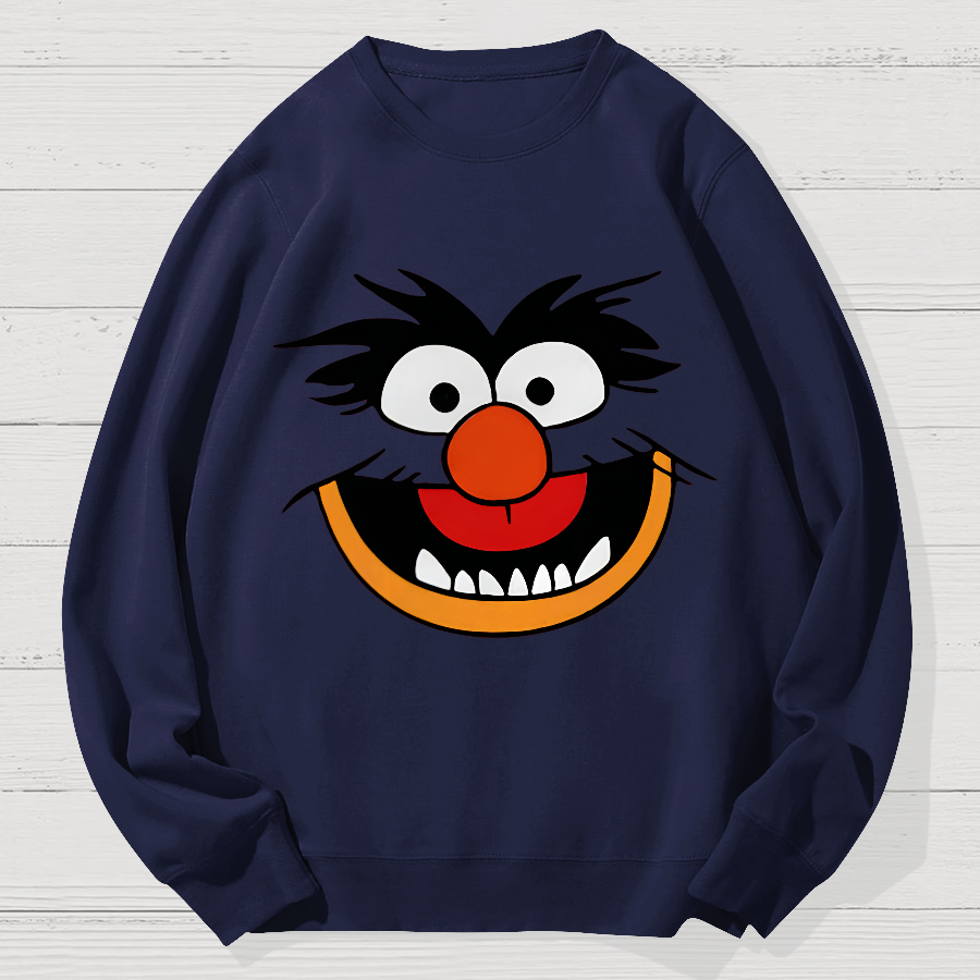 Retro Pop Culture Puppet Face Geek Cotton Sweatshirt