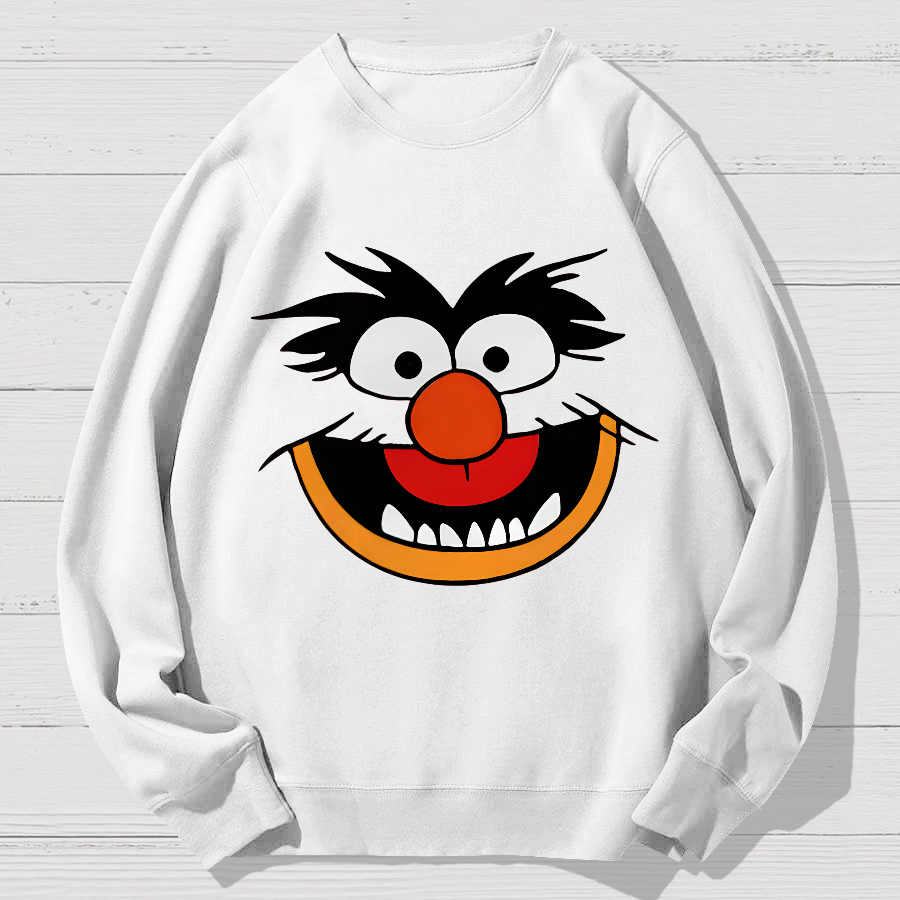 Retro Pop Culture Puppet Face Geek Cotton Sweatshirt