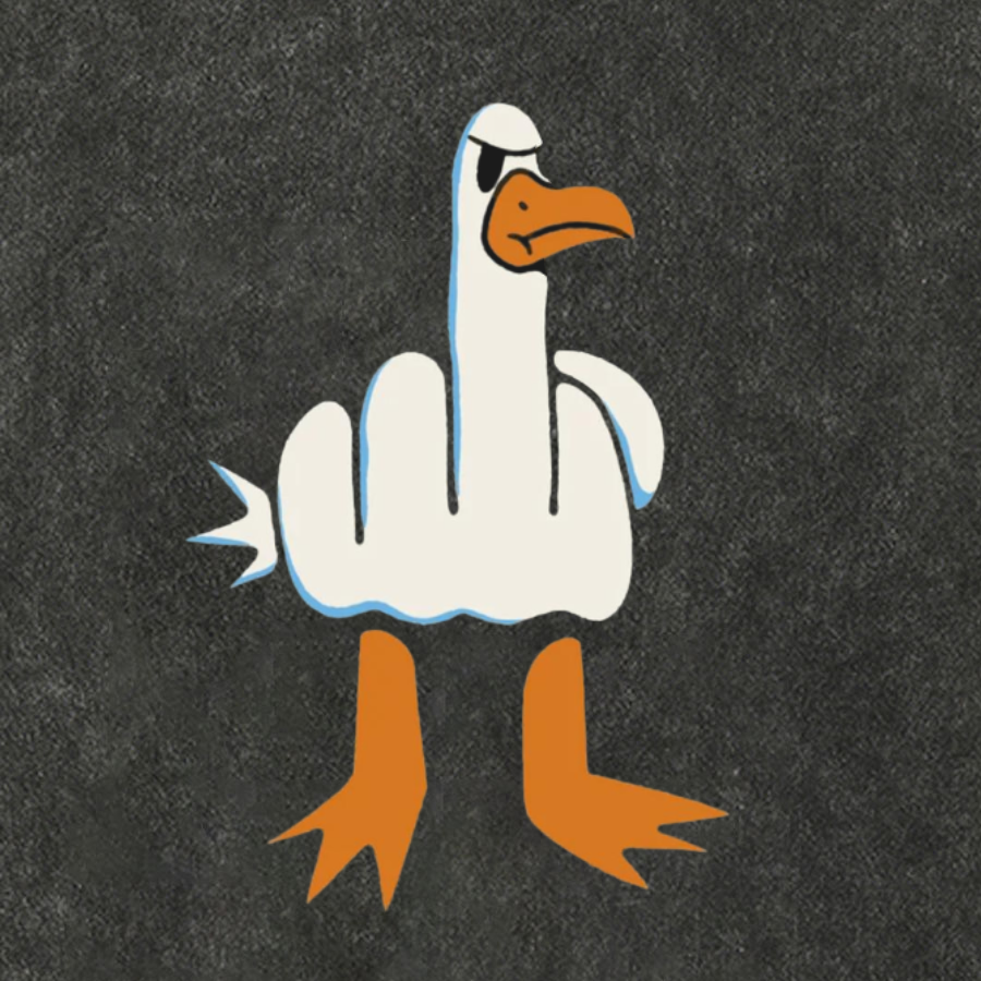Rude Seagull Design Funny Vintage Distressed T-shirt