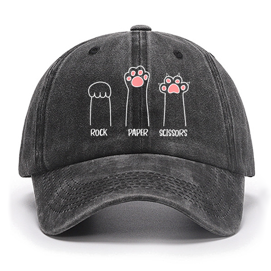 Rock Paper Scissors Hand Game Cute Paw Funny Cat Cotton Hat