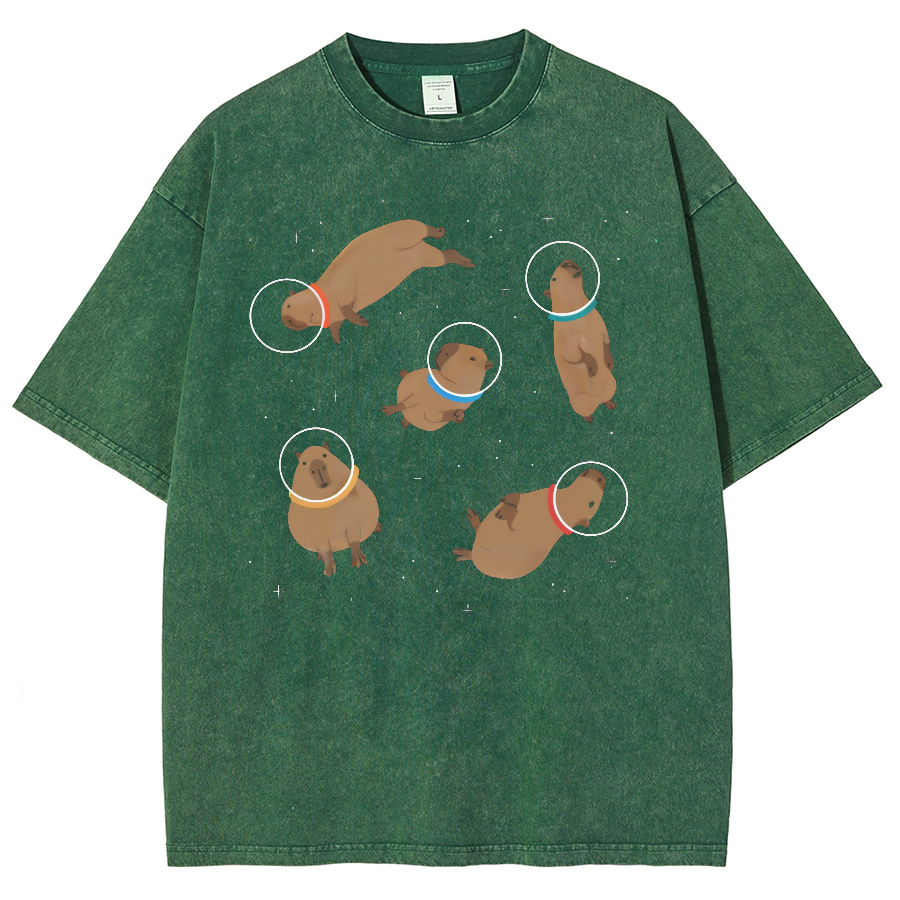 Capybara in Space Funny Vintage Distressed T-shirt
