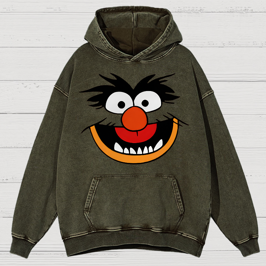 Retro Pop Culture Muppet Face Vintage Distressed Hoodie