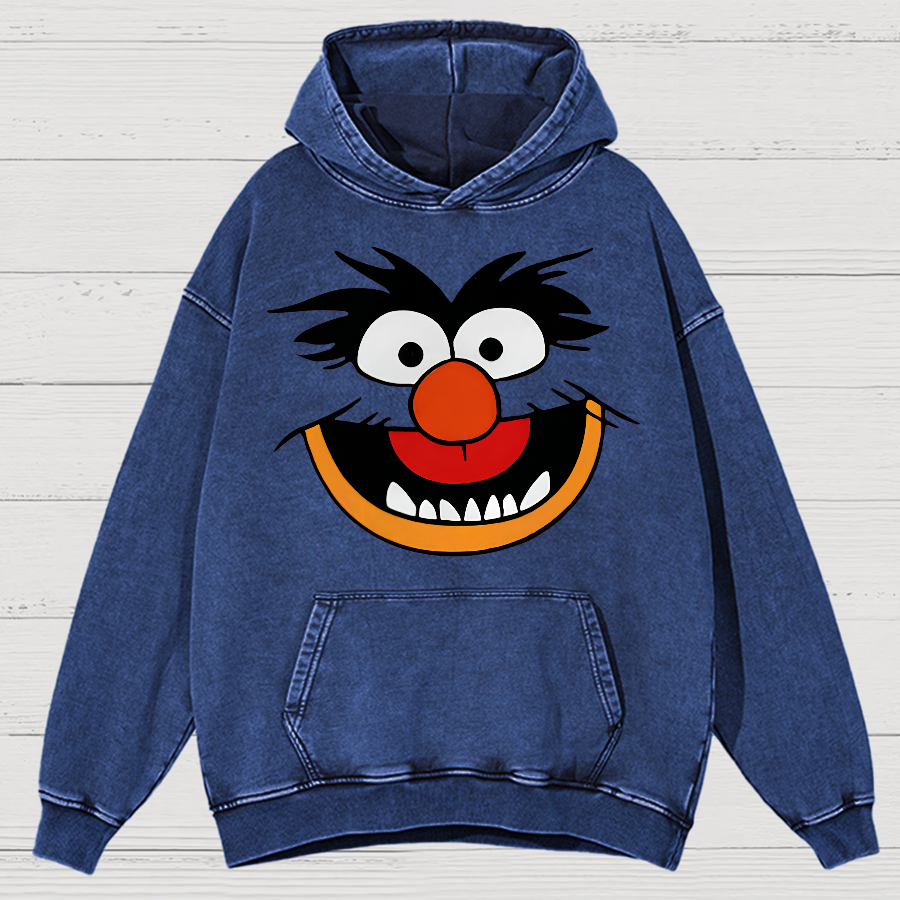 Retro Pop Culture Muppet Face Vintage Distressed Hoodie