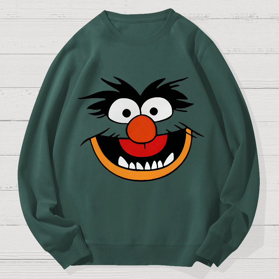 Retro Pop Culture Puppet Face Geek Cotton Sweatshirt