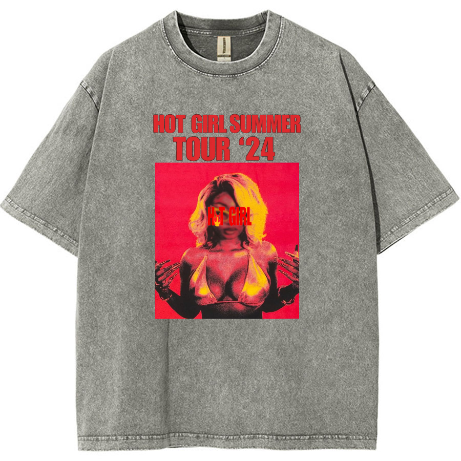 Hot Girl Summer Tour 2024 Megan Print Vintage Distressed T-shirt