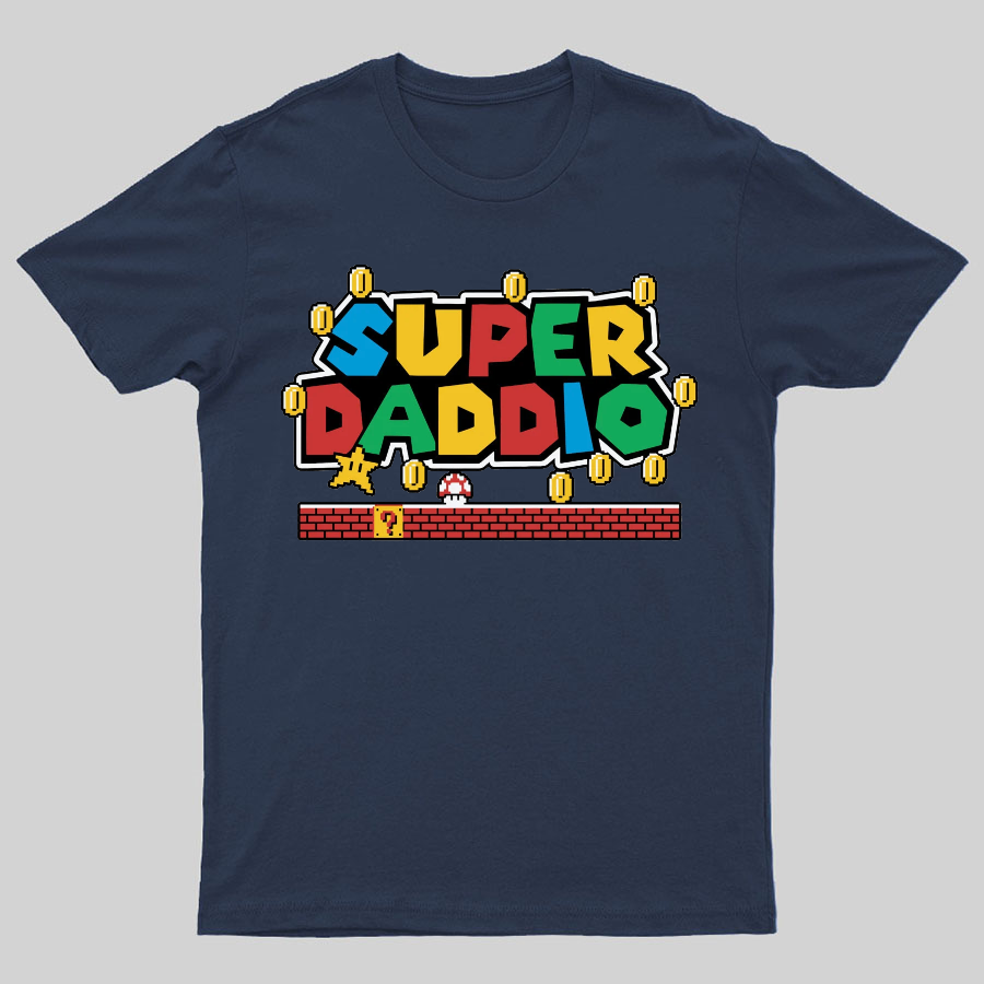 Father's Day Gift Father's Day SUPER DADDIO Gamer Dad Geeky T-Shirt