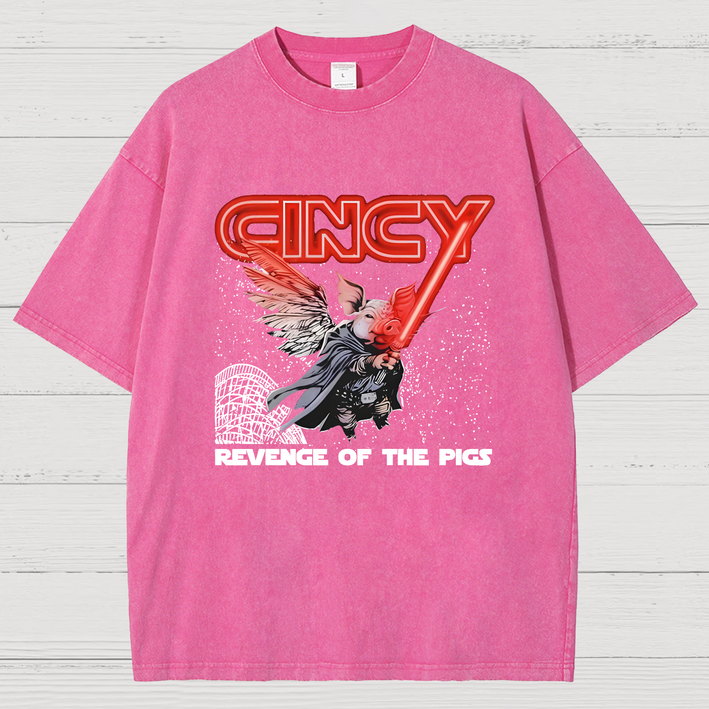 Revenge of the pigs graphic Vintage Distressed T-shirt