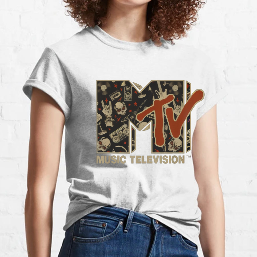 Mademark - MTV Rock n Roll Music Hard Heavy Metal Skull Guitar Vintage Nerdy T-Shirt