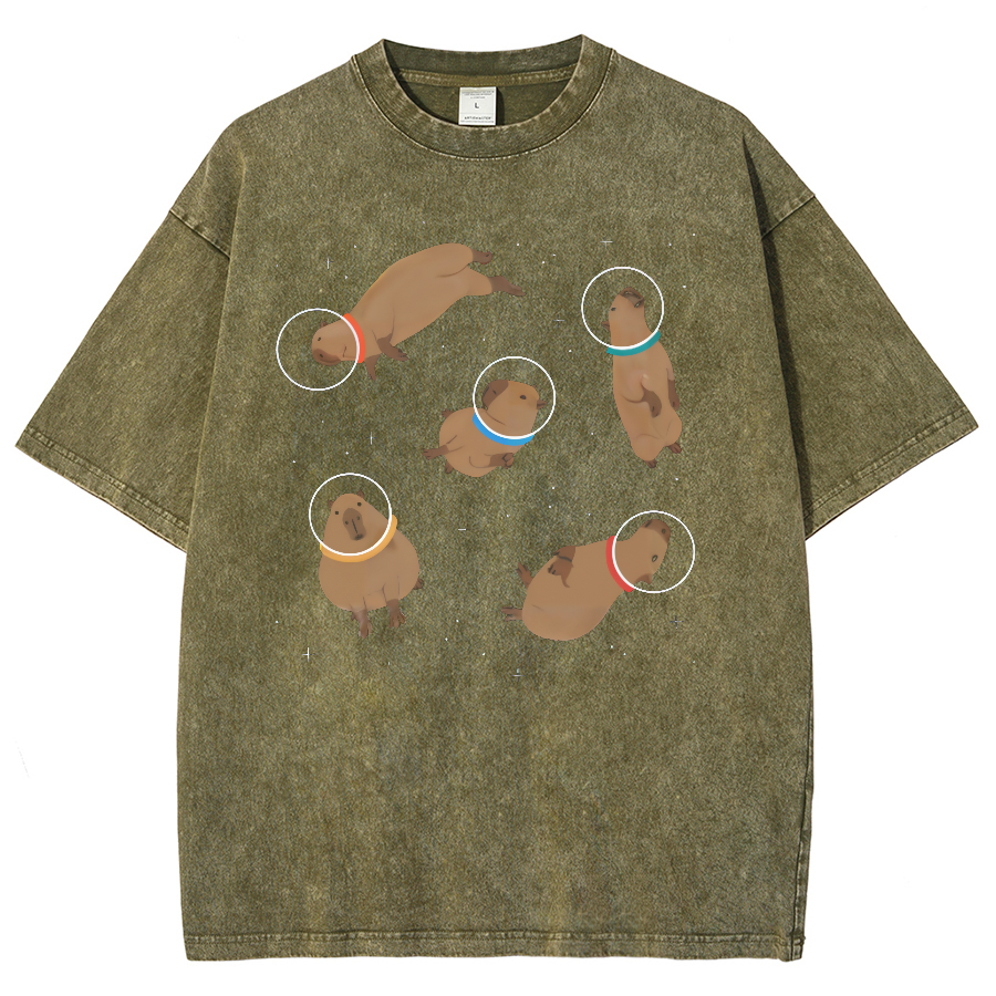 Capybara in Space Funny Vintage Distressed T-shirt