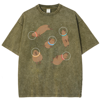 Capybara in Space Funny Vintage Distressed T-shirt