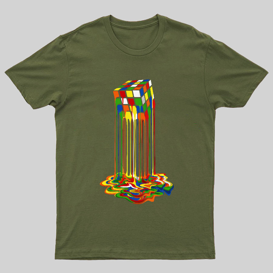 Rainbow Abstraction melted rubix cube Geeky T-Shirt