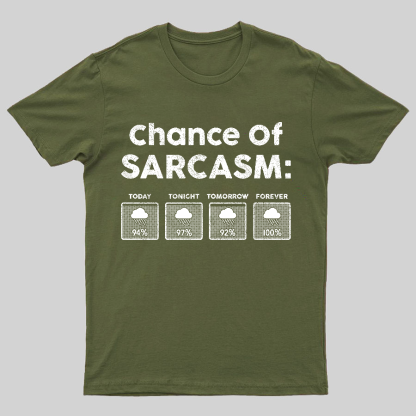 Chance of Sarcasm 100% Forecasted Nice Guy Geeky T-Shirt