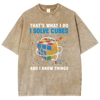 Competitive Puzzle I Solve Cubes And I Know Thing Cubing Vintage Distressed T-shirt