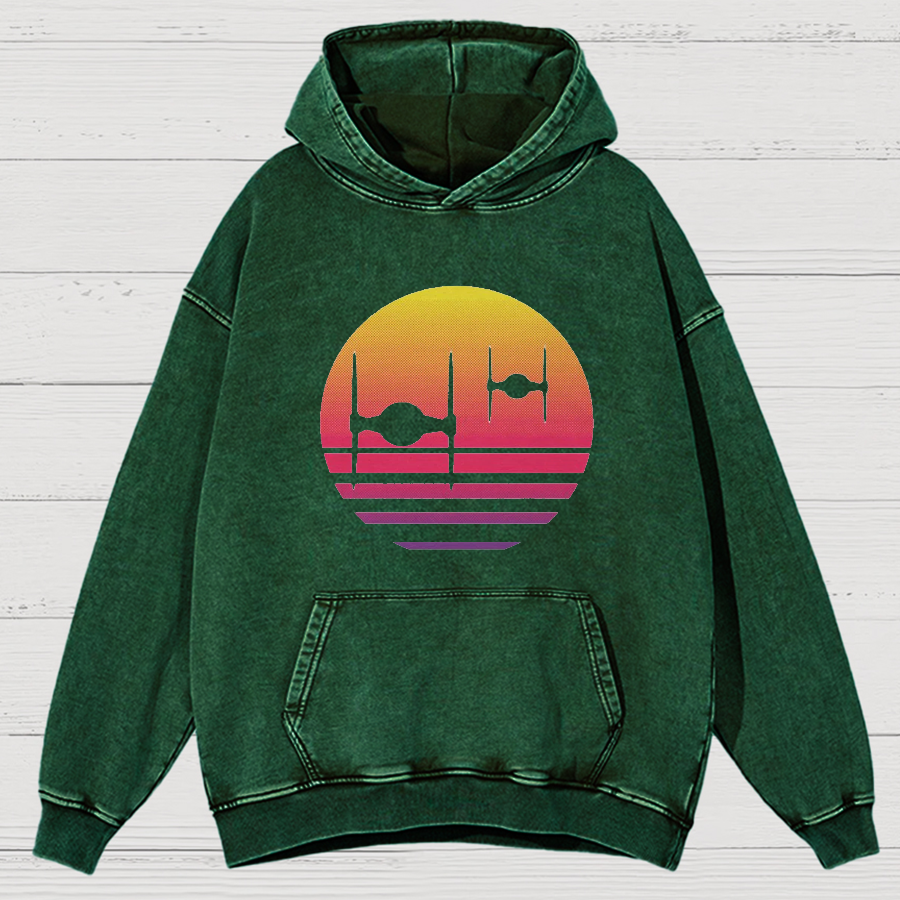 Tie Fighter Sunset Vintage Distressed Hoodie
