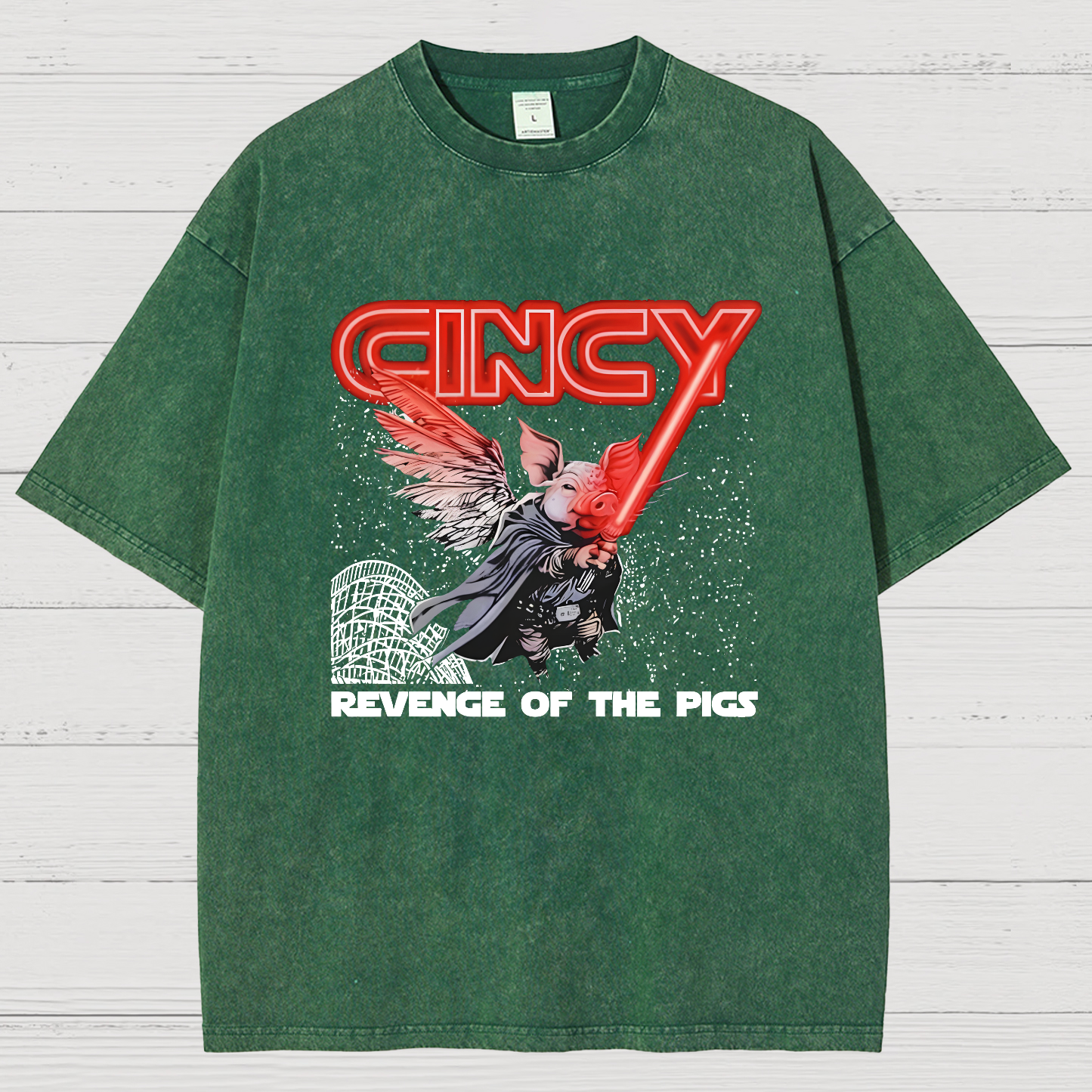 Revenge of the pigs graphic Vintage Distressed T-shirt