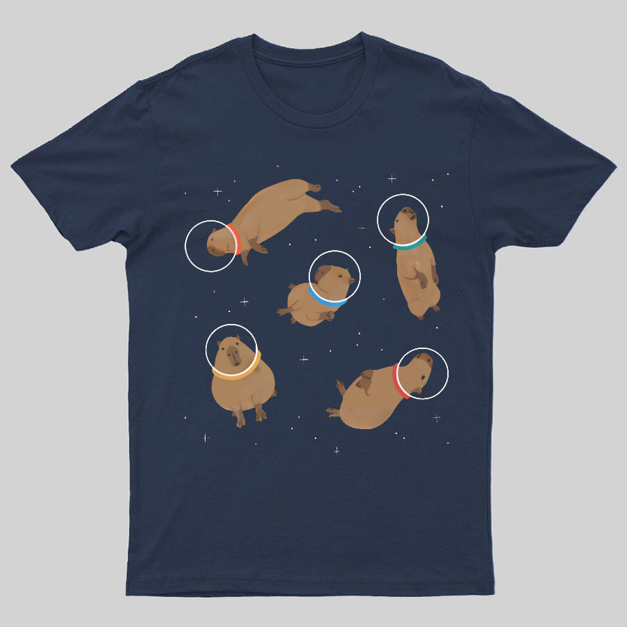 Capybara in Space Funny Geeky T-Shirt