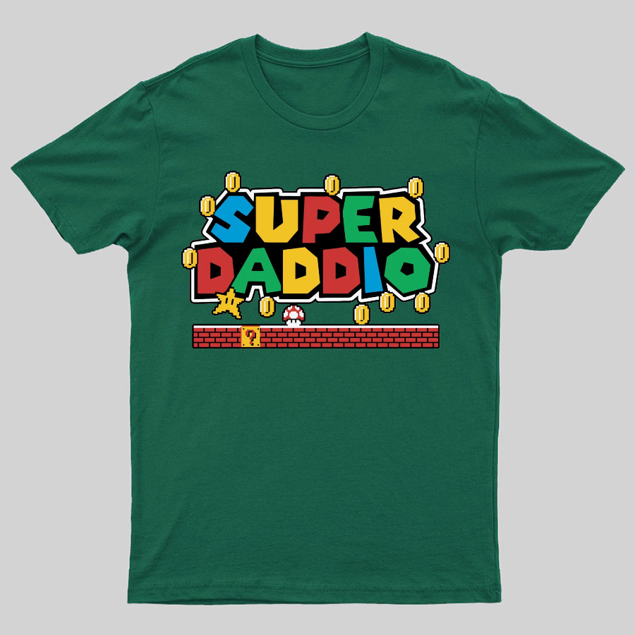 Father's Day Gift Father's Day SUPER DADDIO Gamer Dad Geeky T-Shirt