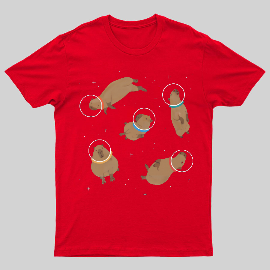 Capybara in Space Funny Geeky T-Shirt