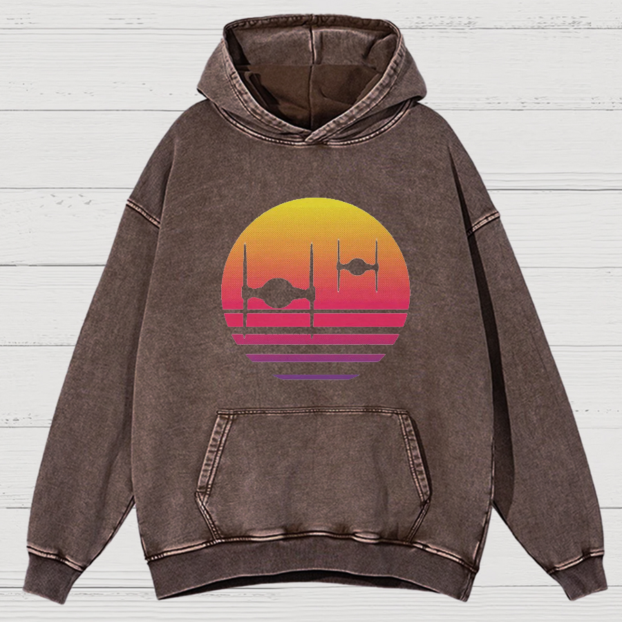 Tie Fighter Sunset Vintage Distressed Hoodie