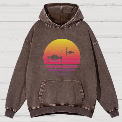 Tie Fighter Sunset Vintage Distressed Hoodie