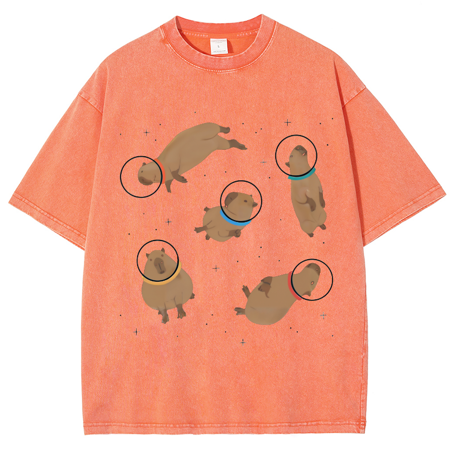 Capybara in Space Funny Vintage Distressed T-shirt