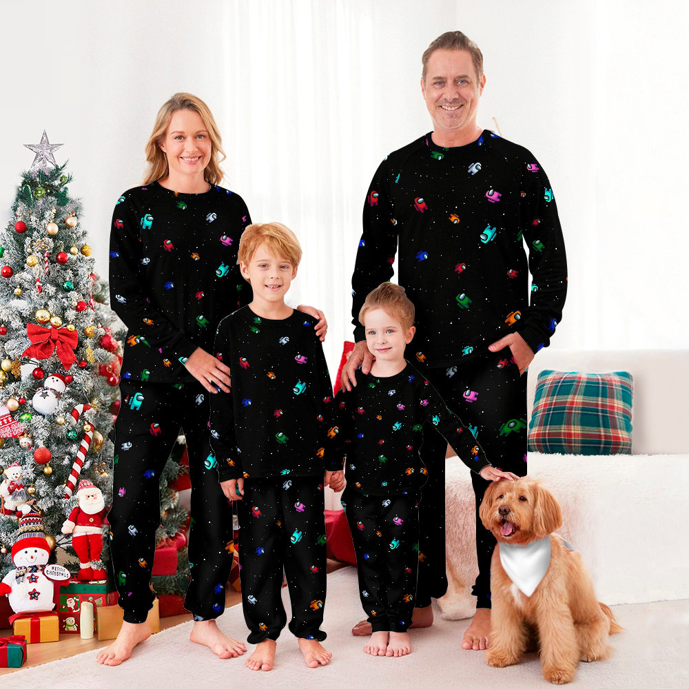 Space Game Art Pattern Family Christmas Pajamas Set