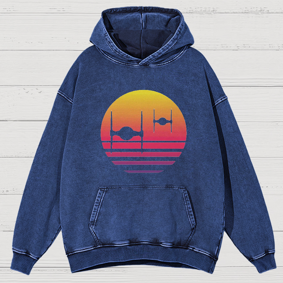 Tie Fighter Sunset Vintage Distressed Hoodie