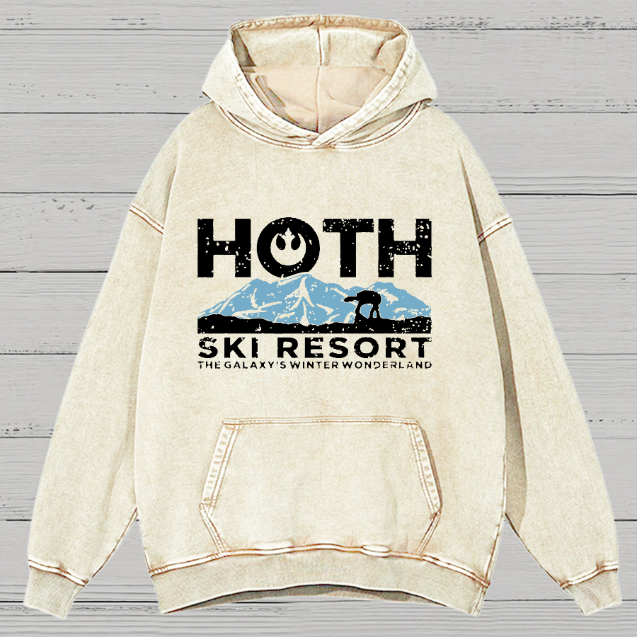 Hoth Ski Resort Vintage Distressed Hoodie