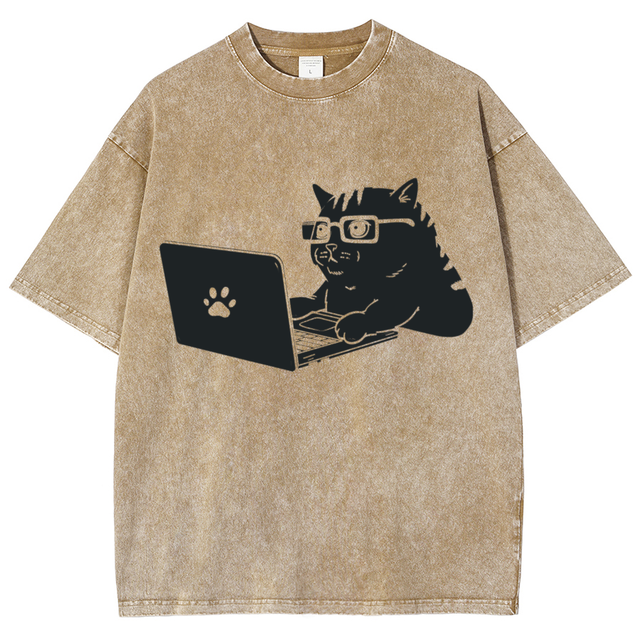 Cats & Computers Vintage Distressed T-shirt