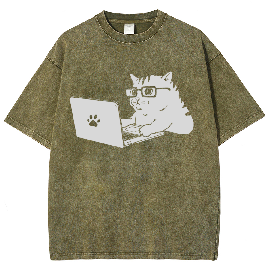 Cats & Computers Vintage Distressed T-shirt