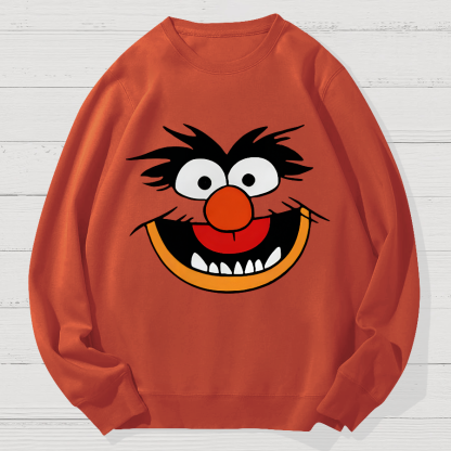 Retro Pop Culture Puppet Face Geek Cotton Sweatshirt