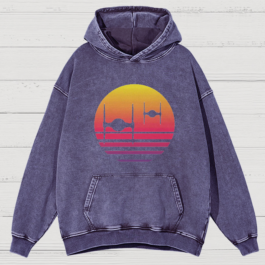 Tie Fighter Sunset Vintage Distressed Hoodie
